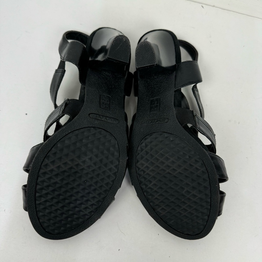 Aerosoles Black Open Peep Toe Heels Goth Minimalist - Picture 7 of 9